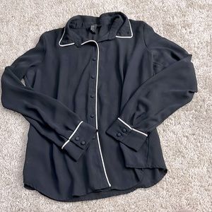 Forever 21 | Sheer Button Down Blouse | Black | Small